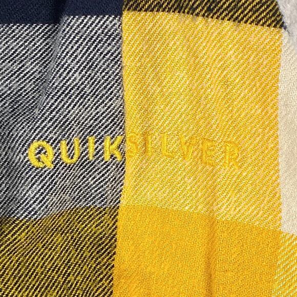 Quiksilver Plaid Flannel Shirt Mens M Yellow Black Y2K 90s Grunge SoCal Skater - Picture 9 of 10